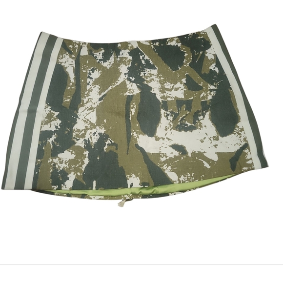 AKIRA ABSTRACT green cream camo stripe mini skirt 1x cotton - Picture 3 of 8